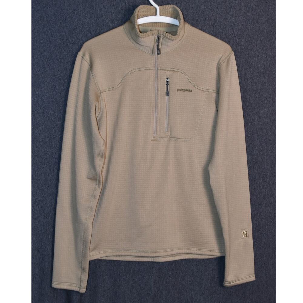 Patagonia Men's Small R1 Pullover Lightweight Tan Sweater Half Zip Polartec